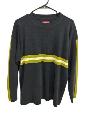 Unionbay Large Black Mens Sweater Striped Crewneck Retro Skater Aesthetic